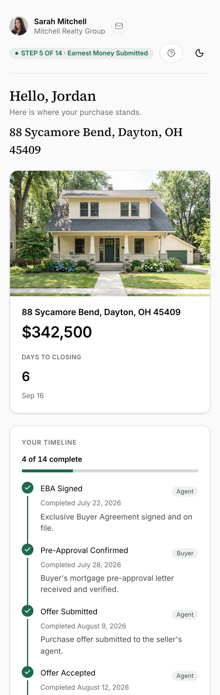 A Reclearly buyer portal on a phone, demo account.