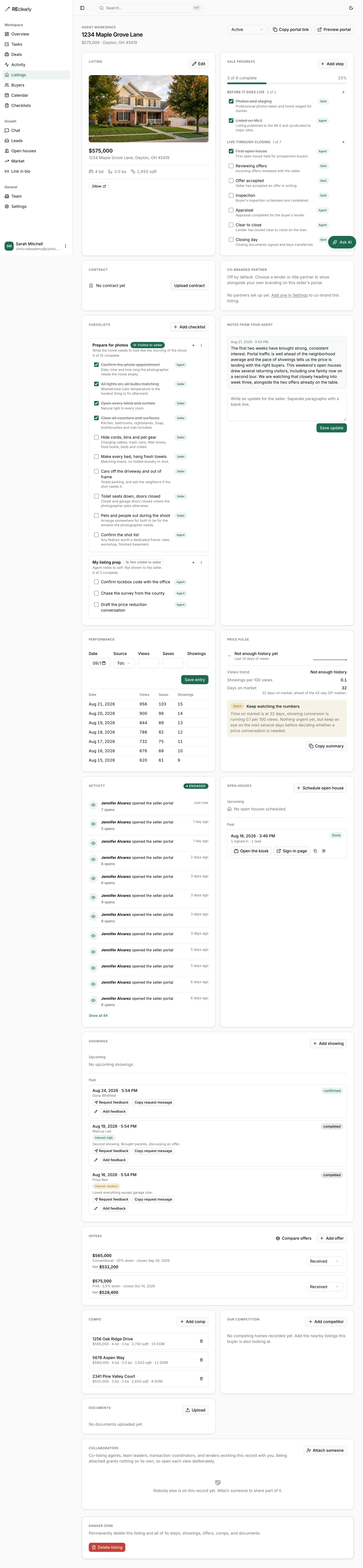 Collaborators attached to a listing with per record permissions, demo account