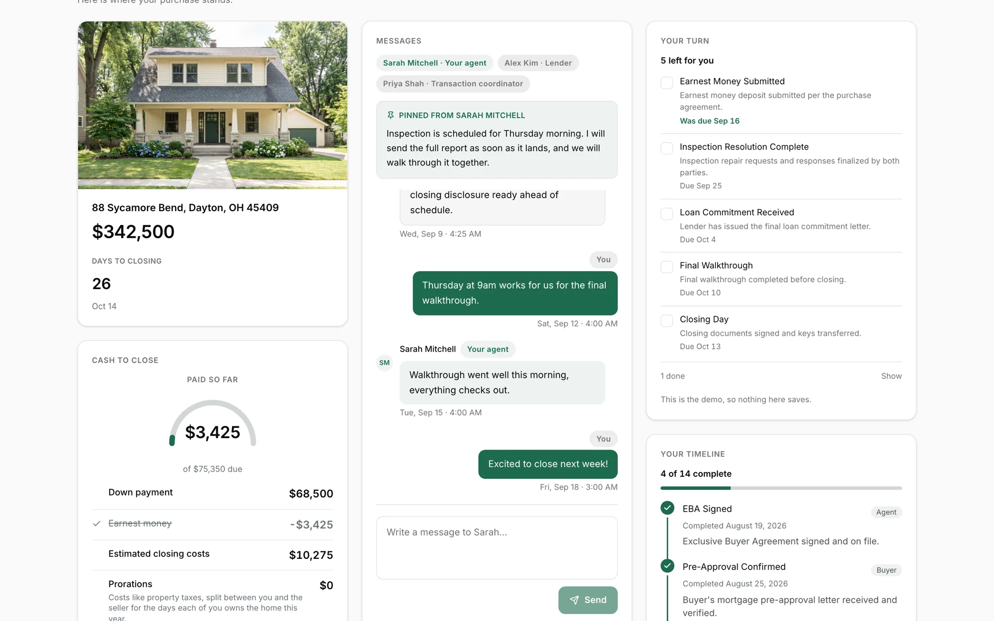 The portal tells the buyer what is theirs to do