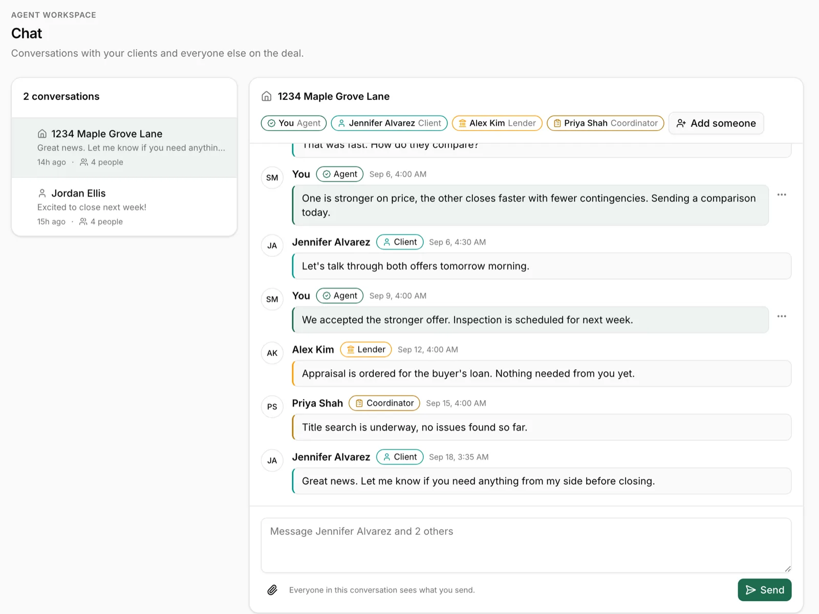 Chat on the portal, no app for clients