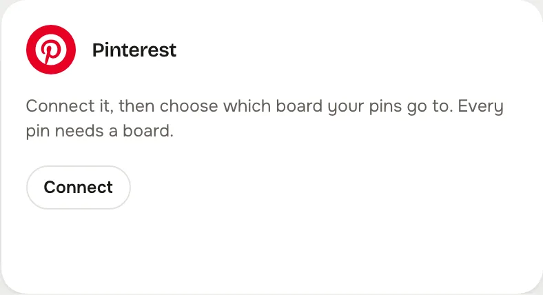 The Pinterest card on the studio's Accounts screen
