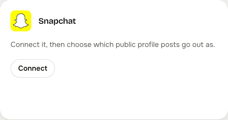 The Snapchat card on the studio's Accounts screen
